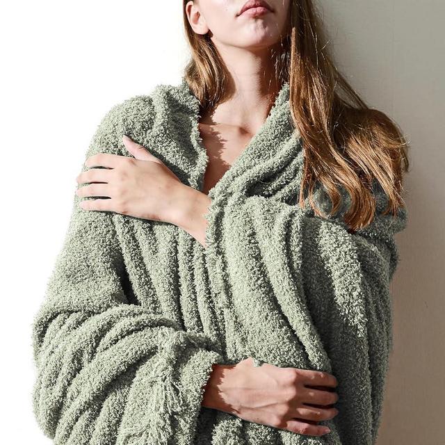 EASEON Throw Blanket for Couch-Soft Boho Throw Blanket,Cozy Knit Throw Blankets,Small Knitted Lightweight Blanket&Throw for Bed,Chair,Sofa,Home Decor (A03-Sage Green, 51 * 63 inches, 1-Solid)