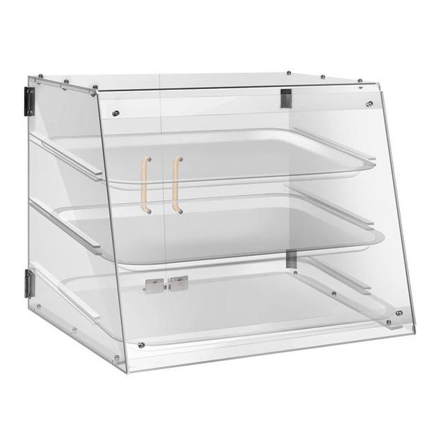 Wutfly 3 Tray Pastry Display Case with Rear Doors - 21" x 17 3/4" x 16 1/2"