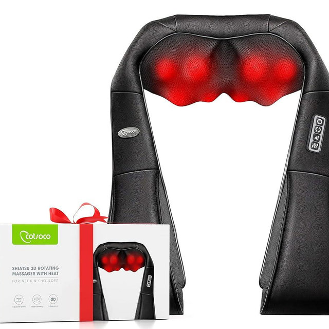 cotsoco Neck Massager,Shiatsu Shoulder and Back Massager with Heat, Electric Deep Tissue Massage Pillow for Body Muscle Pain Relief,Best Gifts Mom Dad Women Men,Home, Office Car Use