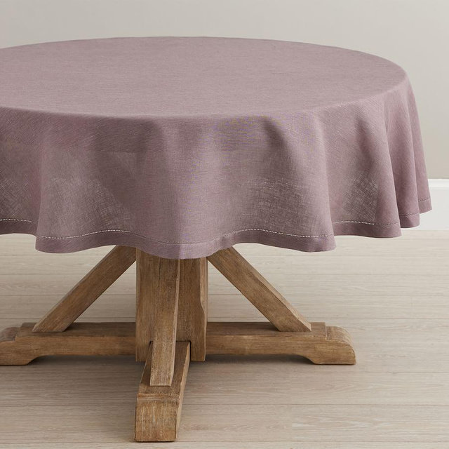 Belgian Linen Round Tablecloth, 70" - Fig