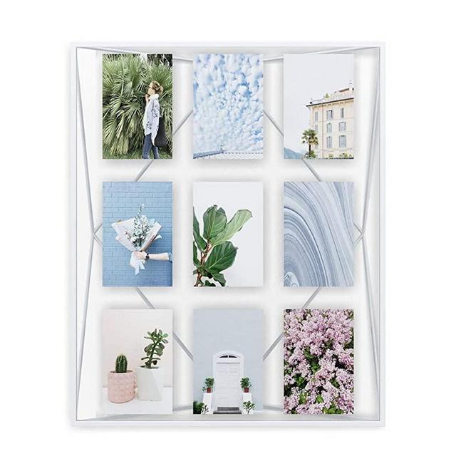 Umbra Prisma Gallery Frame – Floating Wall or Desk Photo Display for Pictures, Art, Illustrations, Graphic Text & More, Metal, White
