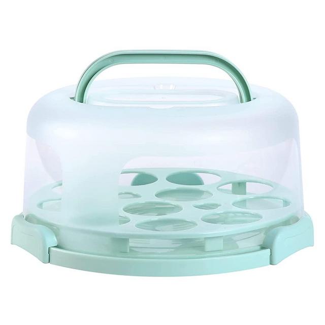 Cake Container Plastic Cover Lid: Ohuhu Cake Carrier Cupcake Holder Portable Round - Two Sided Base for Pies Cookies Nuts Fruit etc - Suitable for 10 inch Cake Great Gifts