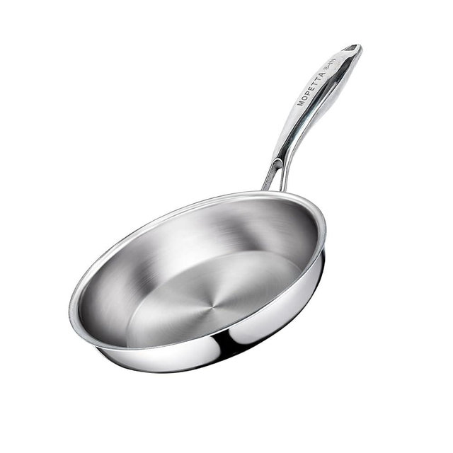 mopetta 8 inch Tri-Ply Stainless Steel Frying Pan,No Coatings PFOA&PTFE Free Skillets,Chef's Pans,Dishwasher and Oven Safe Cookware, Compatible with All Cooktops