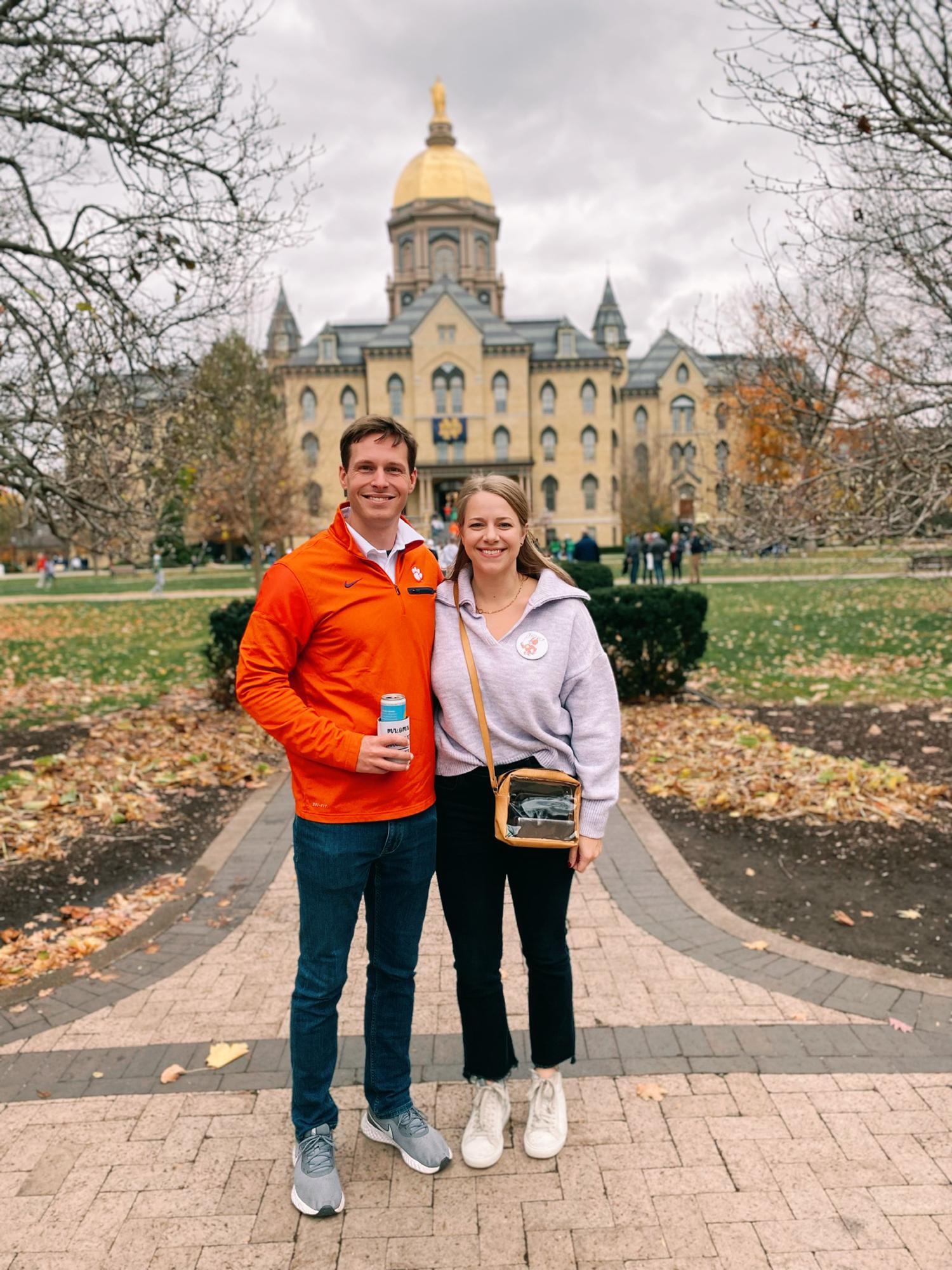 Compromising on team support for a fun trip up to Notre Dame to cheer on Brent’s team, the Clemson Tigers!