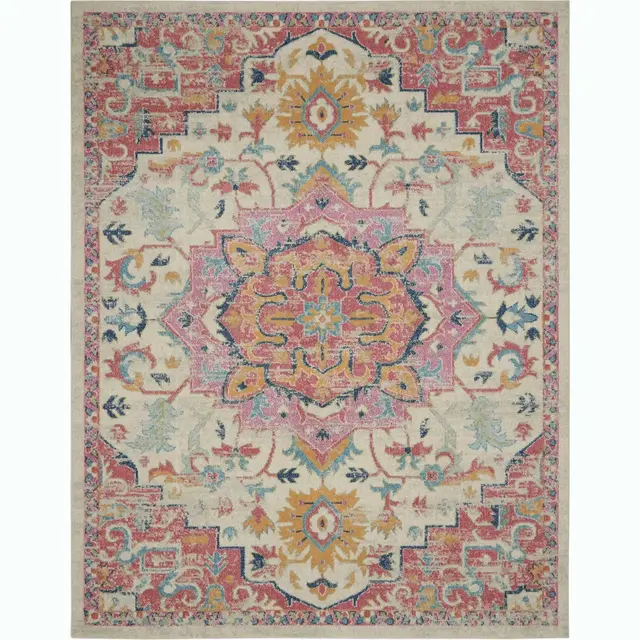 Nourison Passion Boho Medallion Area Rug Ivory/Pink 9' x 12'
