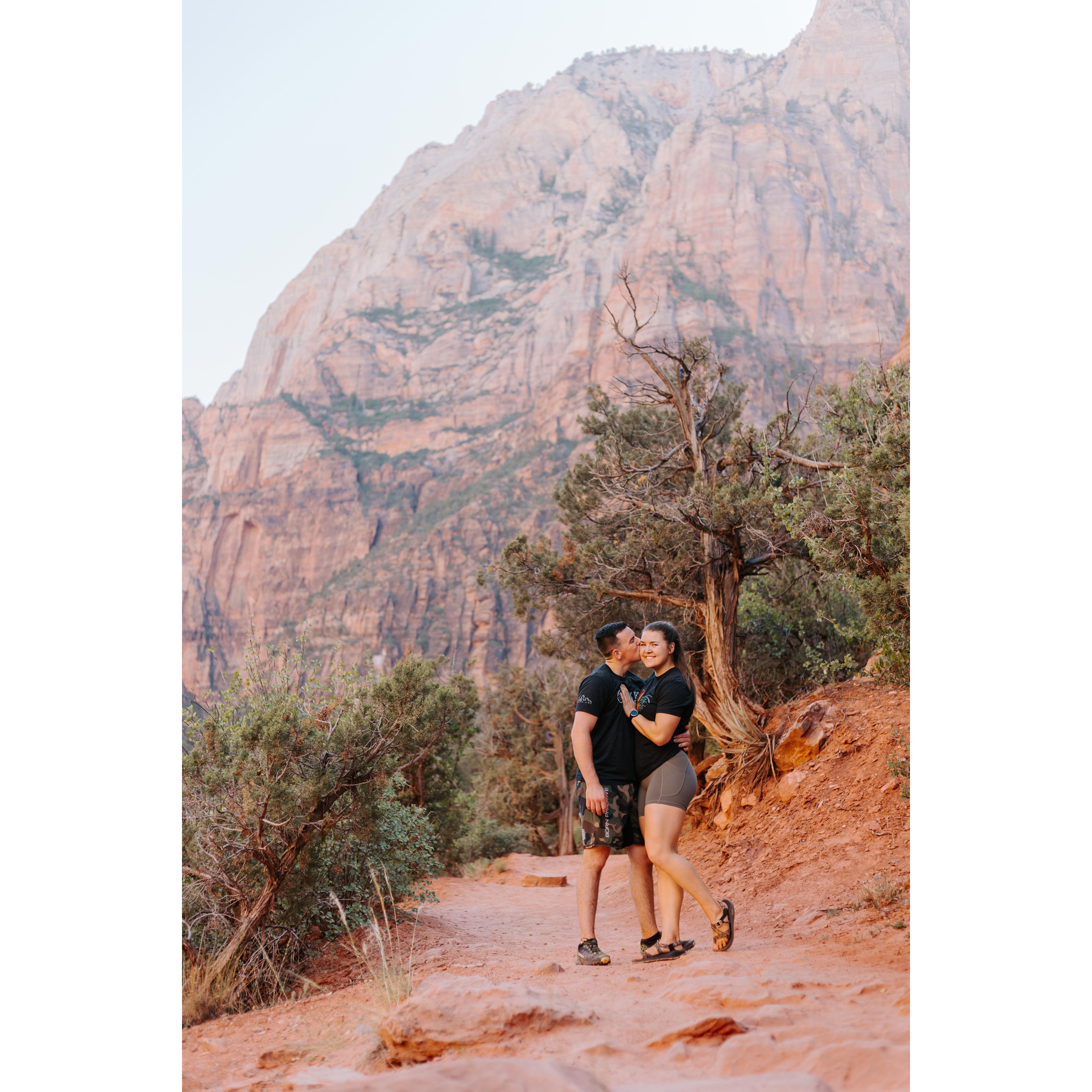 Zion had us both in awe. Driving into the park John kept shouting at the wonder and beauty of the striking canyons and red rocks. I was delighted at his excitement- I sooo love adventuring with John!