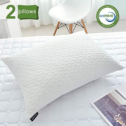 SORMAG Adjustable Shredded Memory Foam Pillows for Sleeping (2 Pack), Bamboo Cooling Bed Pillows Neck Support for Back, Stomach, Side Sleepers-Queen Size