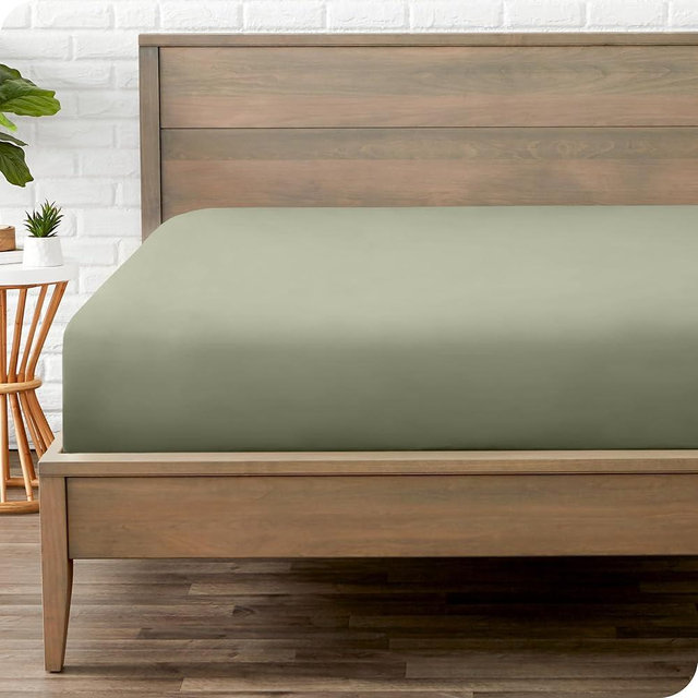 Bare Home Fitted Bottom Sheet King Size - Premium 1800 Microfiber - Ultra-Soft Hotel Luxury - Deep Pocket - Durable and Long Lasting (King, Sage)