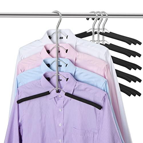 DOIOWN Blouse Tree Hangers Clothes Hangers Non Slip Space Saving Stainless Steel Shirt Hangers Coats Hangers Closet Organizer (4, Black)