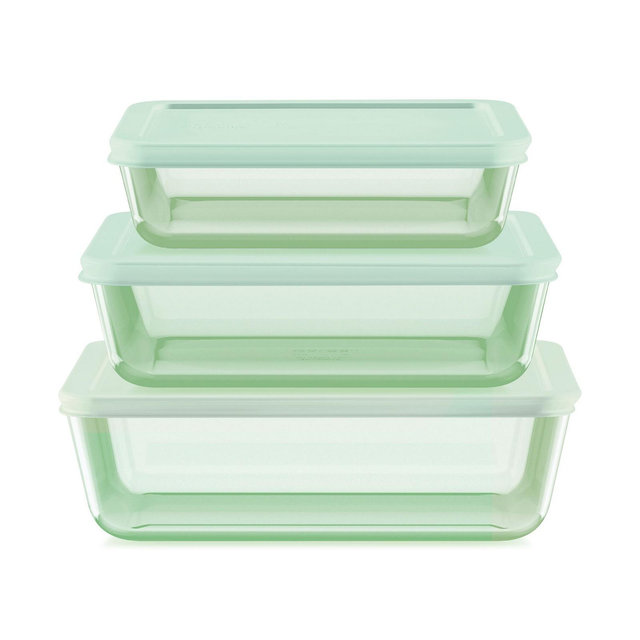 Pyrex Simply Store Tinted 6-Pc Rectangle Storage Set with Plastic Lids