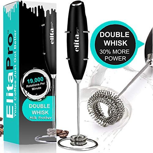 Double Whisk Milk Frother Handheld, Upgrade Motor, High Powered Drink Mixer for Coffee, Foam Maker for Matcha and More