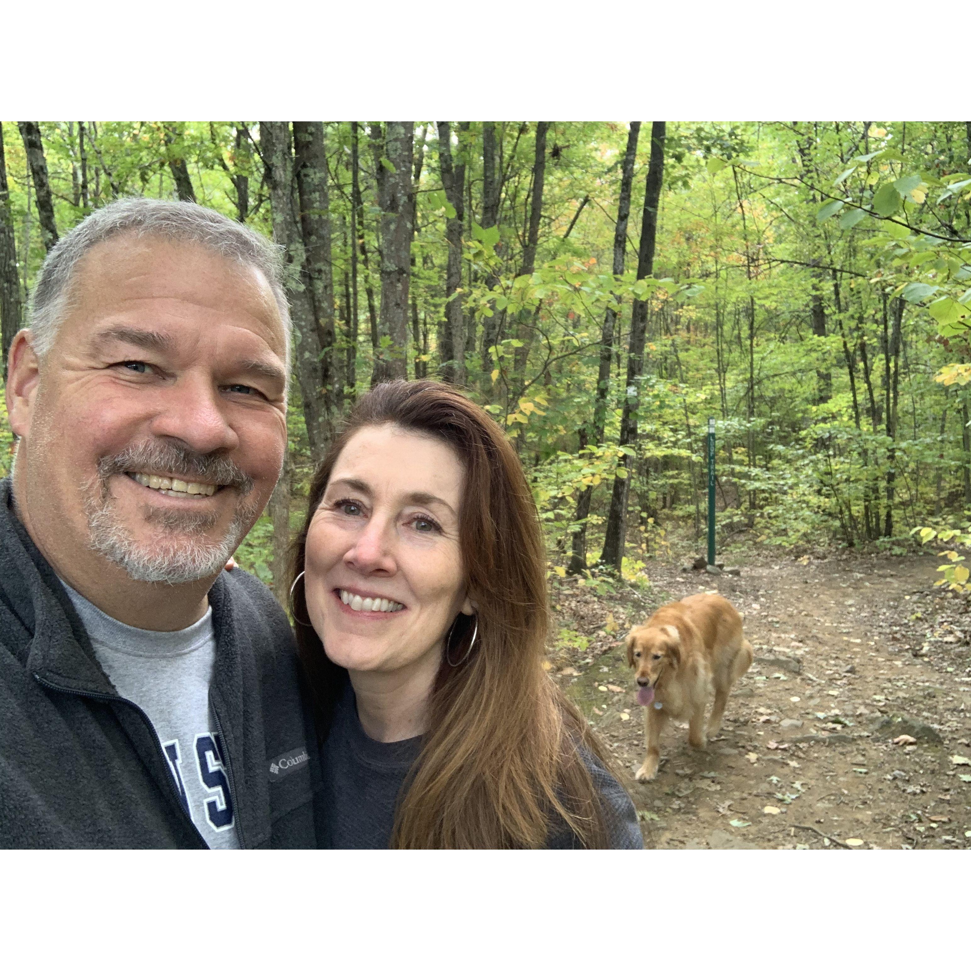 Out for a walk with Moose at Horse Hill Trails in Merrimack, NH.