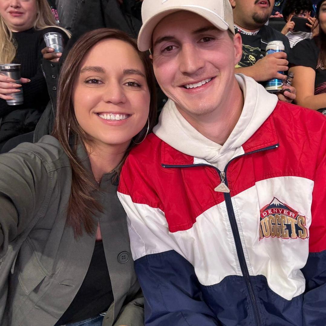 First picture together - Jordan came to visit me in Denver and we went to a Nuggets game