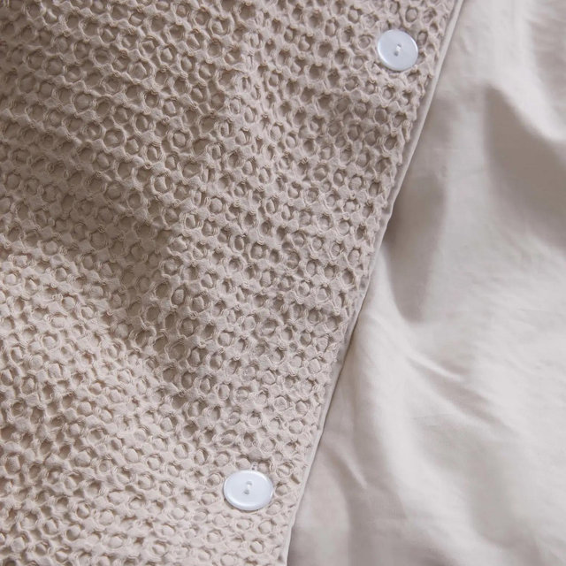 Sand King Size Organic Luxe Waffle Duvet Cover
