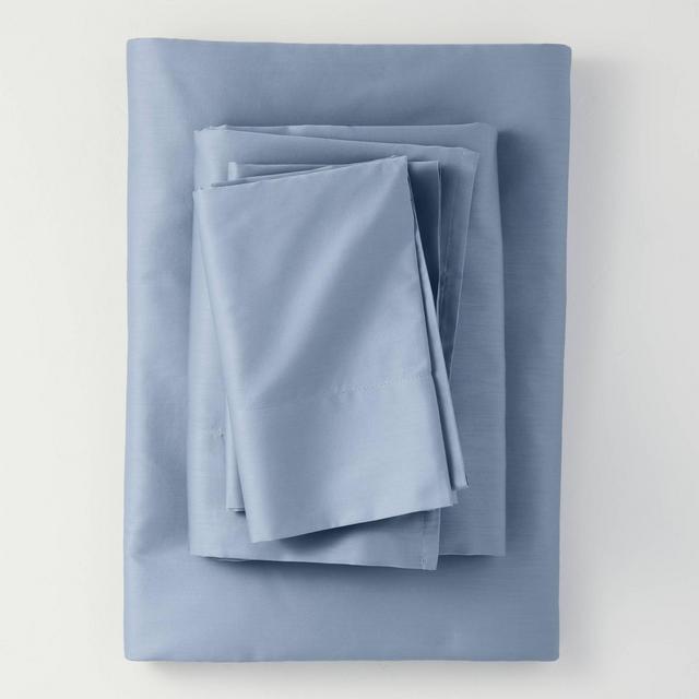 Full 300 Thread Count Temperature Regulating Solid Sheet Set Deep Sky Blue - Casaluna™