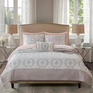 Blush Sandy Coverlet and Cotton Sheet Set