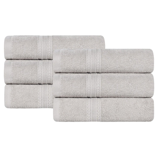 Eco-Friendly Sustainable Cotton Solid Lightweight 6-hand towels Set, Silver - Blue Nile Mills