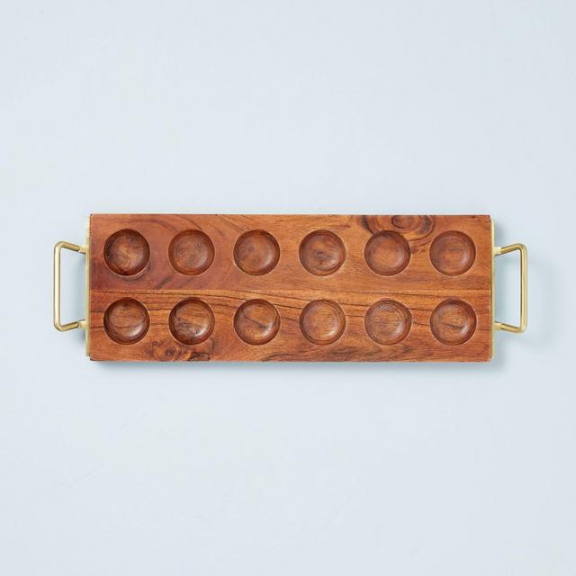 Wood Egg Tray with Steel Handles Brown/Gold - Hearth & Hand™ with Magnolia