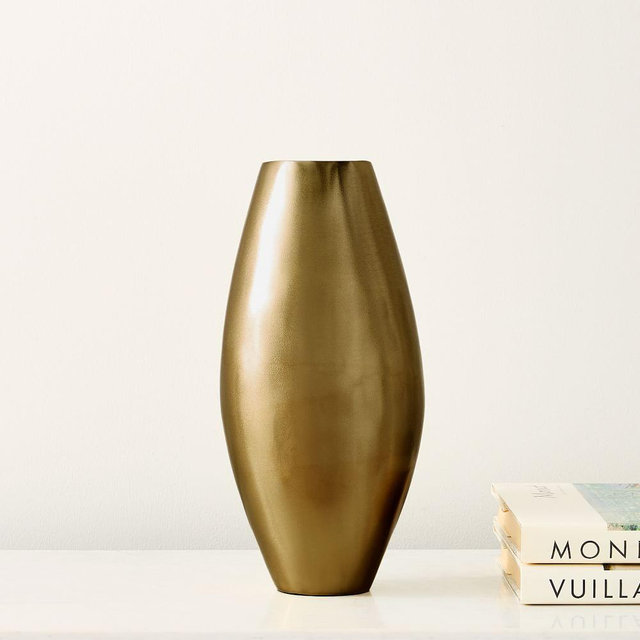 Organic Metal Vases, Large Vase, Dark Brass, Sheet Metal, 13.25 Inches