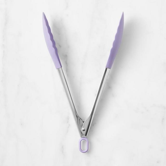 Williams Sonoma Stainless-Steel Silicone Tongs, 9", Lilac