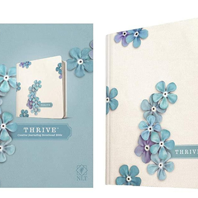 NLT THRIVE Creative Journaling Devotional Bible (Hardcover, Blue Flowers)