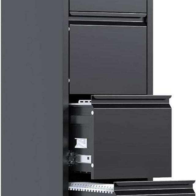 SUXXAN 4 Drawer File Cabinet, Metal Vertical File Storage Cabinet with Lock, Office Home Steel File Cabinet for A4 Letter/Legal Size, 14.96" W x 17.72" D x 52.36" H, Assembly Required (Black)…