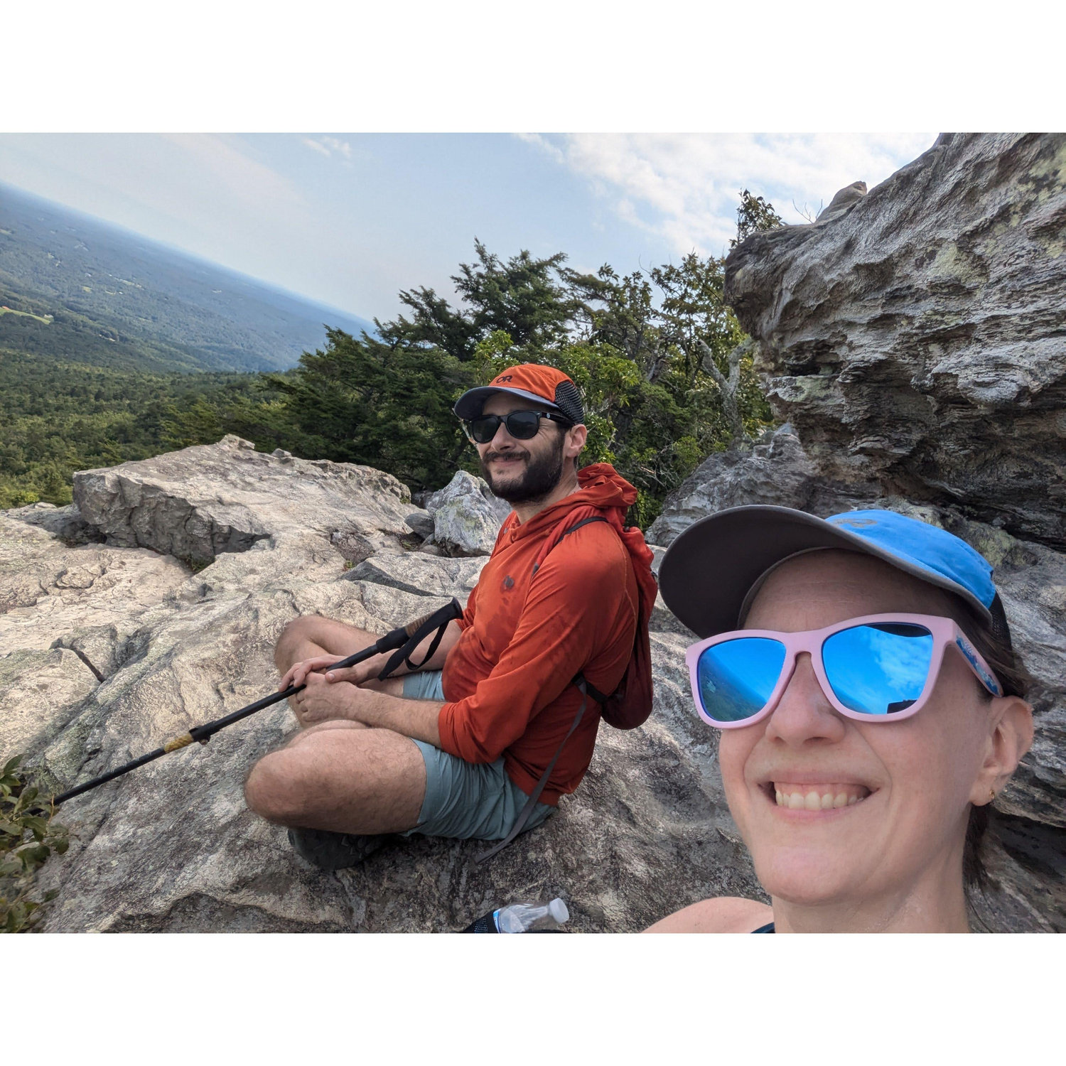 Enjoying a break at our favorite overlook in Hanging Rock State Park, NC in summer 2024.