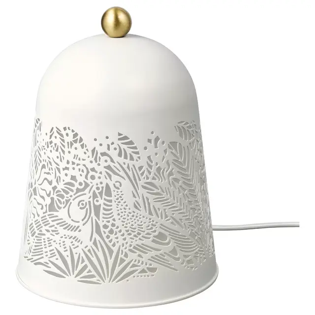 SOLSKURLED table lamp, white/brass color