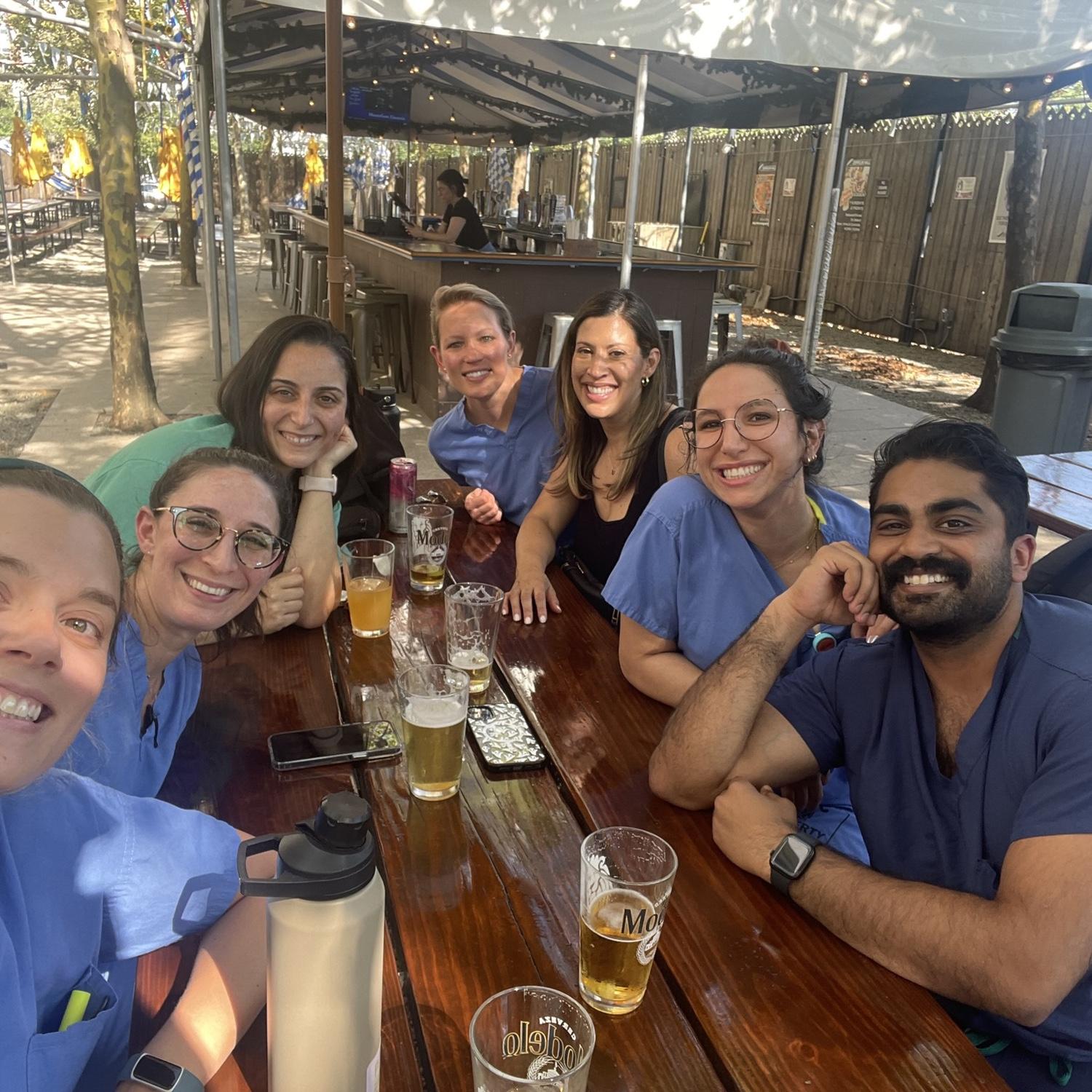 Drinks with Nicole’s co residents before Advait popped the question!