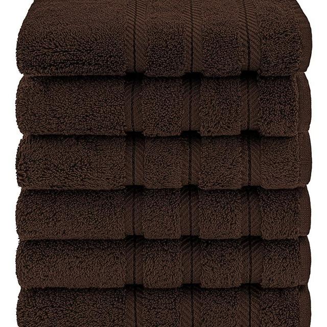 American Soft Linen Luxury Hotel & Spa Quality, Turkish Cotton, 16x28 Inches 6-Piece Hand Towel Set for Maximum Softness & Absorbency, Dry Quickly - Chocolate Brown