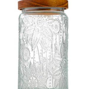 34 OZ Glass Storage Jar with Airtight Bamboo Wooden Lids, Vintage Food Containers Canisters Sets for Kitchen Counter Pantry, Sugar, Flour, Candy, Tea, Coffee Beans, Oats, Grain Bin, Pasta, Cereal