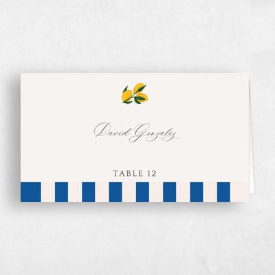 Cobalt, Beige Wedding Place Card - Limone