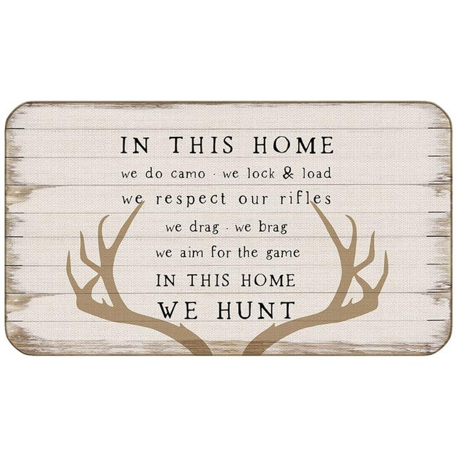 BXFAHZJ in This Home We Do Camo, We Lock&Load We Respect Our in This Home We Vintage Camo Deer Farmhouse Door Mat 17x30 Inch Indoor Outdoor Entrance Doormat Decor for Home Farmhouse