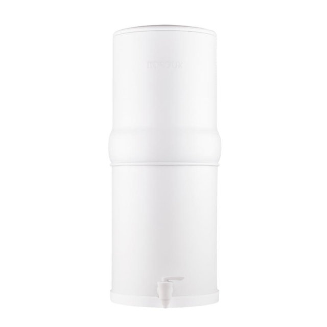 Boroux Legacy Gravity-Fed Countertop Stainless Steel Water Filter System | 3 Gallons with 2 Authentic Black Foundation. Filters | Matte White