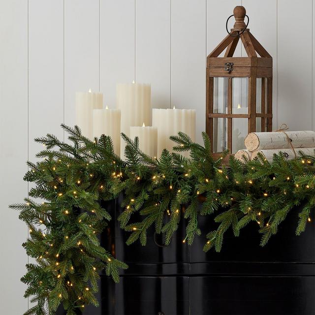 Seasonal LLC Dandan Pine 9' Garland with Warm White LED Lights