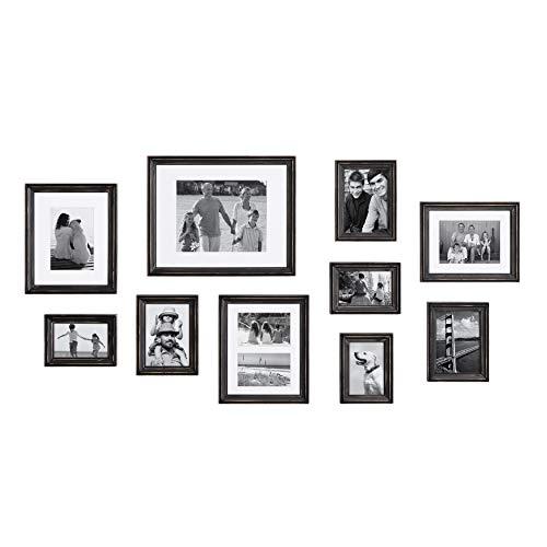 Kate and Laurel Bordeaux Gallery Wall Wood Picture Frame Set, 10 Piece, Black