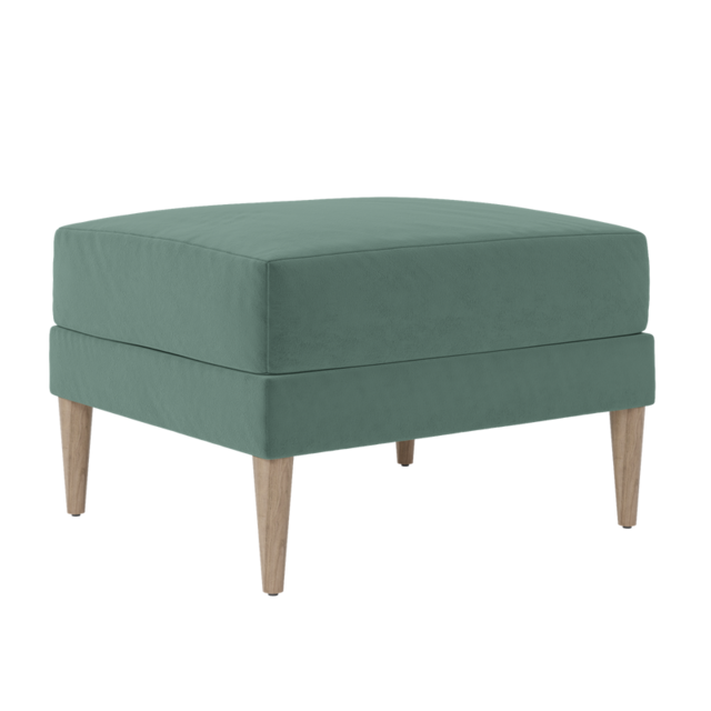 The Essential Ottoman in Recycled Velvet (Seafoam / Natural Legs)