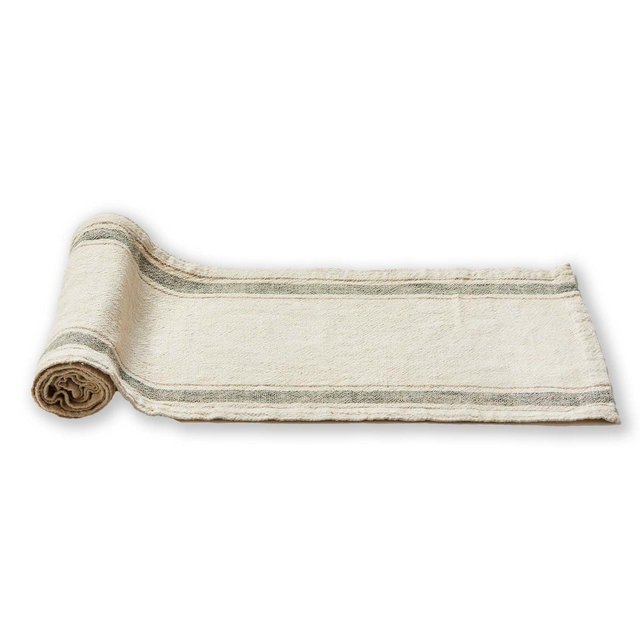 tag Aspen Stripe Cotton Table Runner 90x14.5 in Beige for Christmas - Machine Washable Decorative Tablecloth