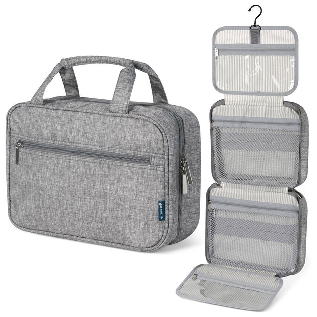 PAVILIA Hanging Toiletry Bag Travel Women Men, Foldable Cosmetic Organizer, Water Resistant Makeup Accessories Essentials Kit