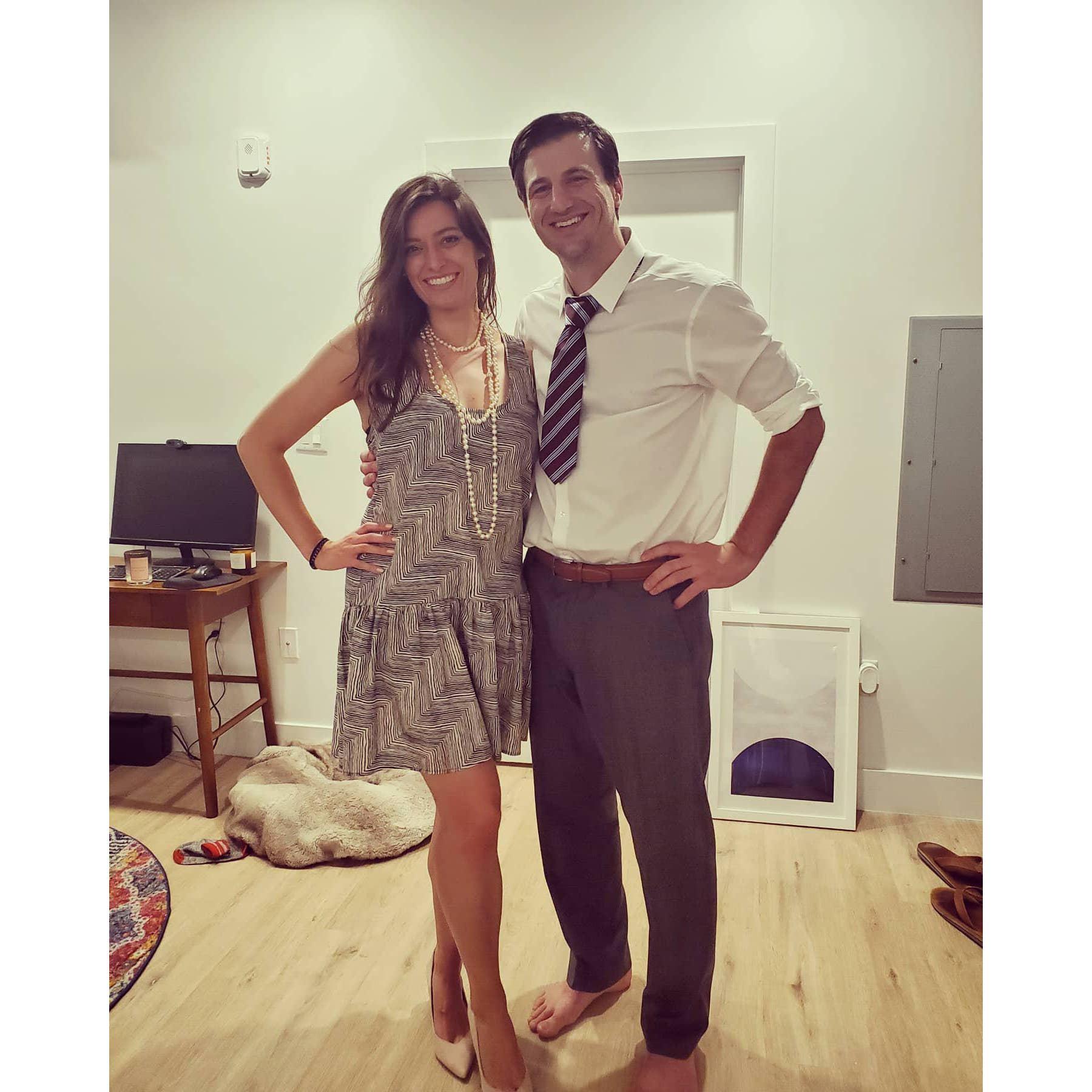 At our friend Nathaniel's 1920's murder mystery birthday party, we dressed up as a gangster and his moll.