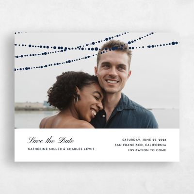 White Wedding Save the Date - Moonlight Landscape