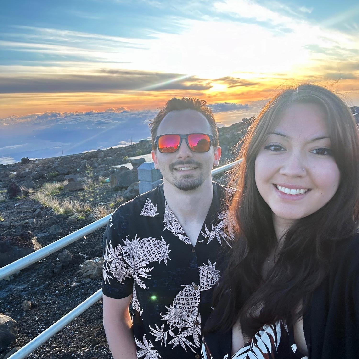 Adam proposed at the top of Mount Haleakala in Maui on May 5, 2024 right at sunset. It was beautiful <3