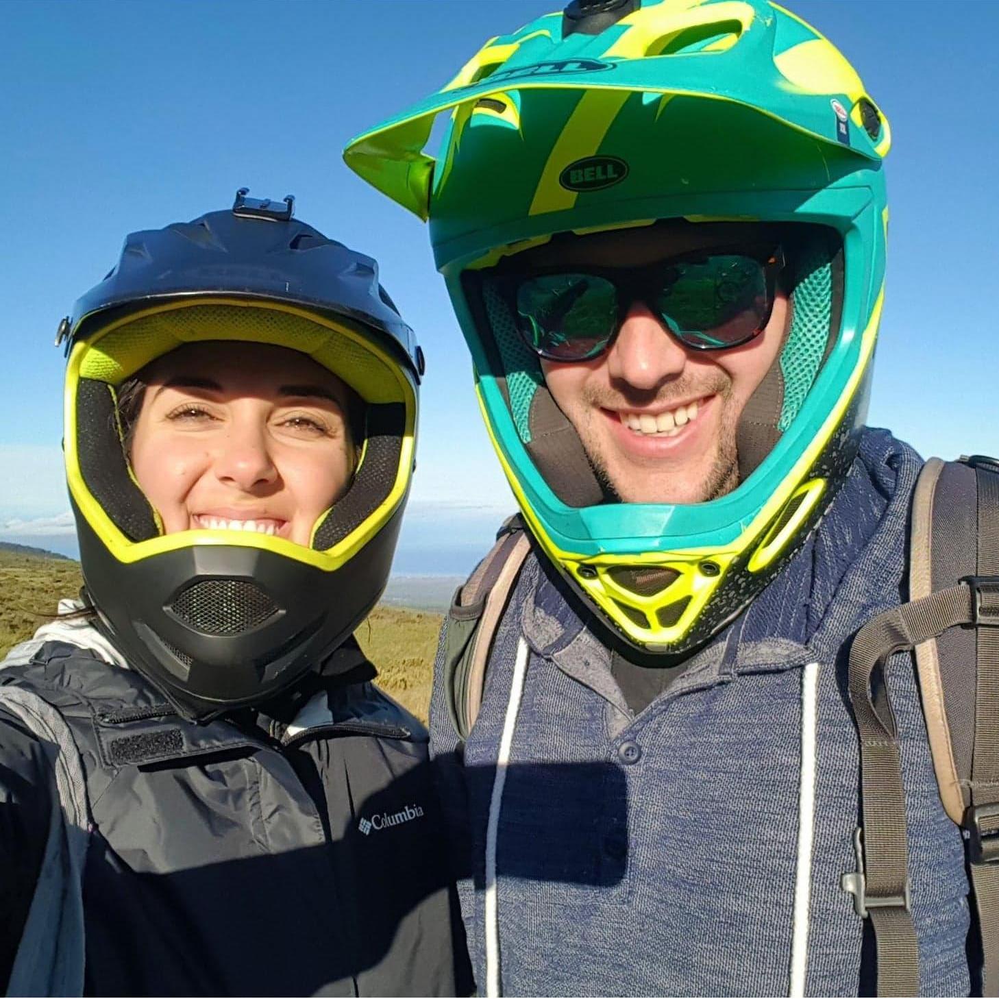Biking down Haleakalā Volcano after sunrise