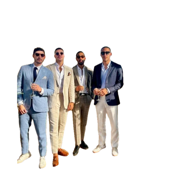 This is the inspiration for what we'd love our male guests to wear—sharp, stylish, and semi-formal in light, breathable fabrics with colorful spring tones!