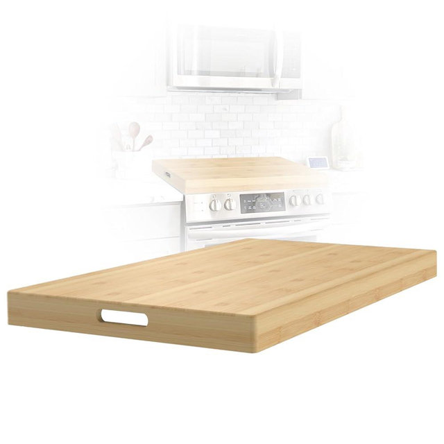 Bamboo Noodle Board Stove Cover for Electric and Gas Stoves - Sink Cover, 30"L x 22"W x 2.5H" - Double-Sided Usable
