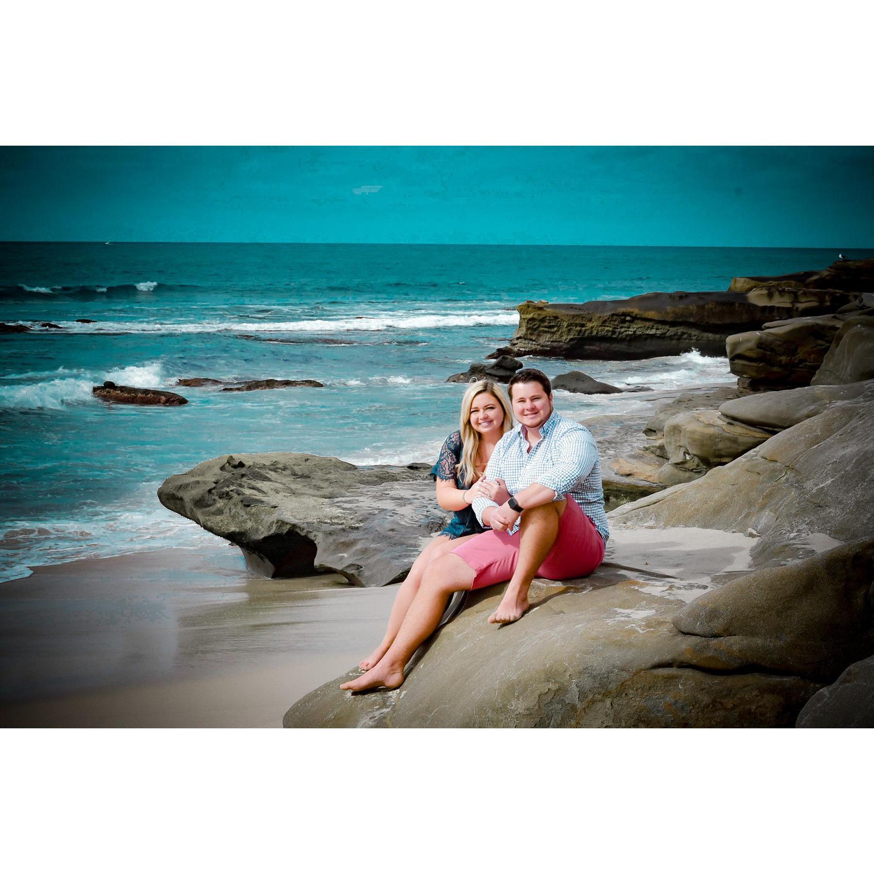 Engagement photos at Windansea Beach in San Diego, California.