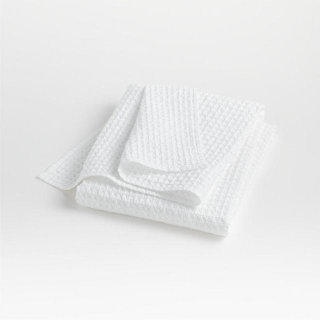 Organic Cotton Waffle White Bath Towel