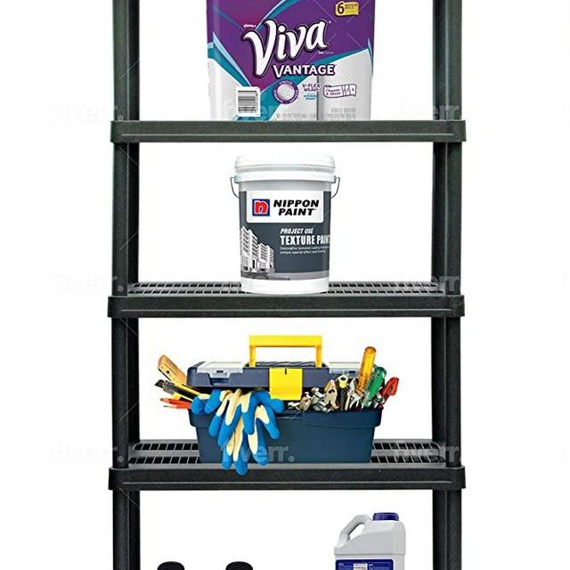 Juggernaut Storage 36"W x 24"D x 72"H 5-Shelf Resin Shelving, 750 lb Capacity Black, RS3624-5AMZ