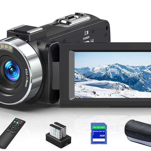 8K 64MP Camcorder Video Camera 18X Digital Zoom YouTube Vlogging Camera Webcam IR Night Vision WiFi 3.0”Touch Screen Camcorders with Microphone, 32G SD Card, Remote Control and 2 Batteries
