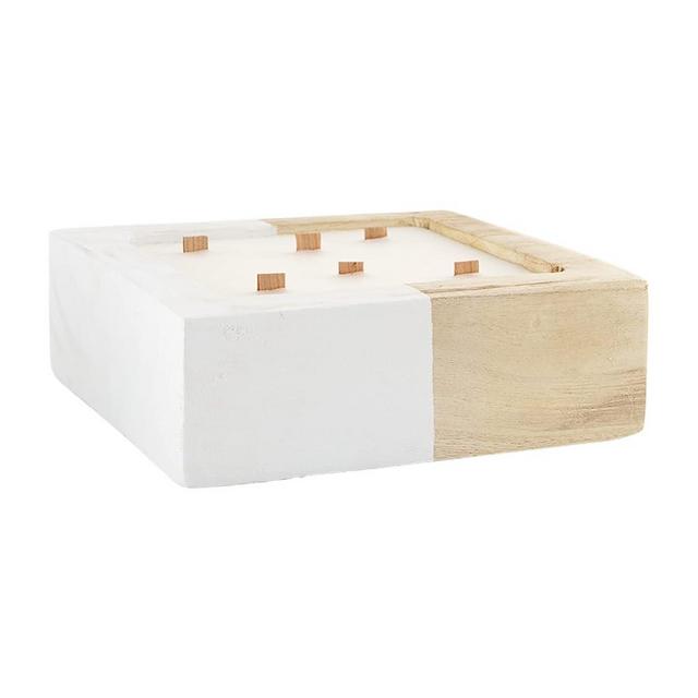 Mud Pie Paulownia Square Wood Scented Candle, Small, 9" x 9"